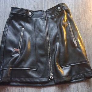 7 For All Mankind Black Vegan Leather Mini Skirt